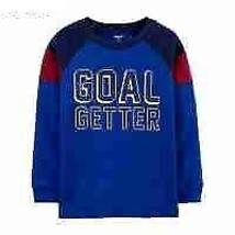 CARTERS Boys Long Sleeve T Shirt Goal Getter Graphic Blue Size 10 $24 -NWT - £4.26 GBP