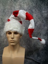Fun Long Red White Striped Bendable Santa Hat Candy Cane Christmas Elf Mrs Claus - £11.01 GBP