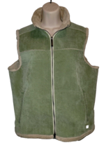 Woolrich Fleece Corduroy Vest Sage Green Womens Size L Zip Front Soft Ou... - $16.78