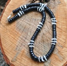 Hawaiian Black Coco and White Chip Surfer Necklace - Men/Women Jewelry - $300.76 MXN