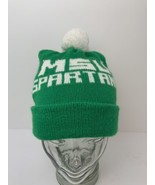 Vintage MSU Spartans Winter Pom Hat Spellout Cap Green with White Made I... - £31.15 GBP