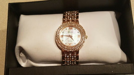 Geneva Platinum Crystal Ladies Women Gold Tone Quartz Wrist Watch (New) - £15.51 GBP