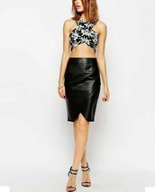 Real Lambskin Leather Women&#39;s Skirt Stylish BLACK Designer Party Formal ... - $126.23+