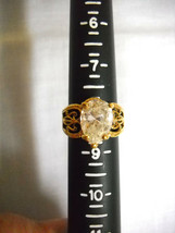 ORNATE SWIRL HUGE DROP WHITE TOPAZ OR CZ TEARDROP BAND RING SZ 8.5 - $29.99