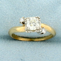 Antique 1/2ct Old European Cut Diamond Ring in 14K Yellow and White Gold - £831.00 GBP