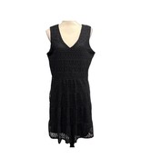 Emma Michele Dress Womens XL Black Crochet Open Knit Lined Midi Sleevele... - $19.20