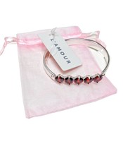 3/8&quot; Wide Dainty Classy Silver Tone Red Cubic Zirconia CZ Bracelet by L&#39;... - £12.01 GBP