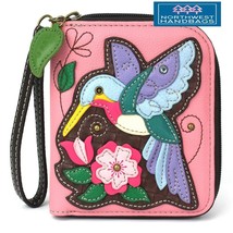 HUMMINGBIRD FLOWER ZIP AROUND WALLET WRISTLET PINK - £27.87 GBP