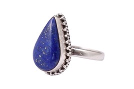 925 Sterling Silver Hallmark Natural Lapis Lazuli Festival Ring Gift For Women - £35.39 GBP+