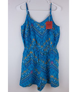 NWT Mossimo Romper Blue IKAT Patterned Women&#39;s Size M 100% Rayon - £9.52 GBP