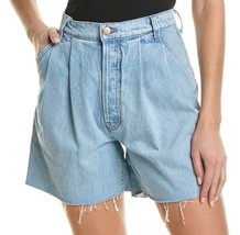 Mother Women&#39;s Snacks Pleated Denim Button Fly Fun Dip Shorts 25 NWT - $84.14