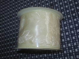 NEW 2 1/2&quot; SATINY CREAM FLORAL DESIGN Wired Ribbon ROLL - 10 Yd. - $5.00