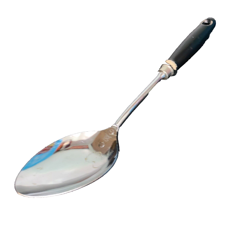 Ekco Long Spoon Utensil Black Wood Handle Chromium Plated USA Vintage - $7.12