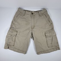 Levi&#39;s Cargo Shorts Tan Mens Size 29 x 11 100% Cotton Canvas Pockets Red Tab - £19.58 GBP