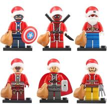 6Pcs Iron Man Spider Man Deadpool Thor Christmas Edition Minifigures Toys Gift - £12.77 GBP