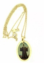 18K St. Charbel Catholic Medal pendant necklace Gold Plated San Charbel Medalla - $13.86