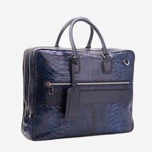 The Cortona Navy Blue Python Leather Men’s Laptop Briefcase image 7