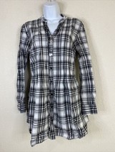 Style &amp; Co Womens Size 4 (S) Blk/Wht Plaid Button Up Tunic Shirt Long Sl... - $9.14
