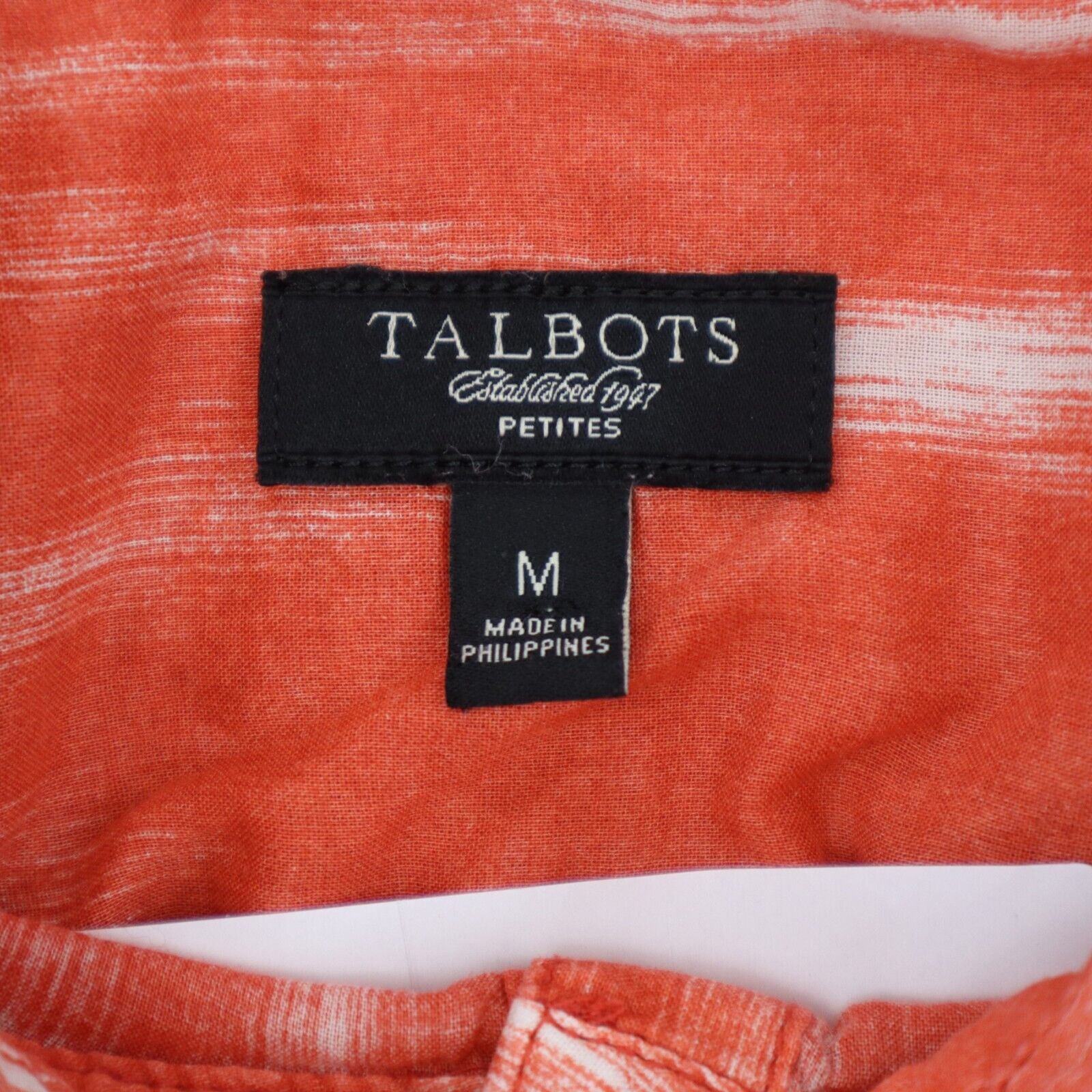 Primary image for Talbots Shirt Womens M Red Orange Half Button Short Sleeve Collared Casual Top
