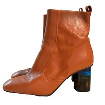 Kurt Geiger London Size 39 Ankle Boots Brown Leather Transparent Colored Heel - £57.55 GBP