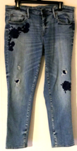 Gap 1969 jeans size 31 women mid rise embroidered flowers distressed, bl... - £11.93 GBP
