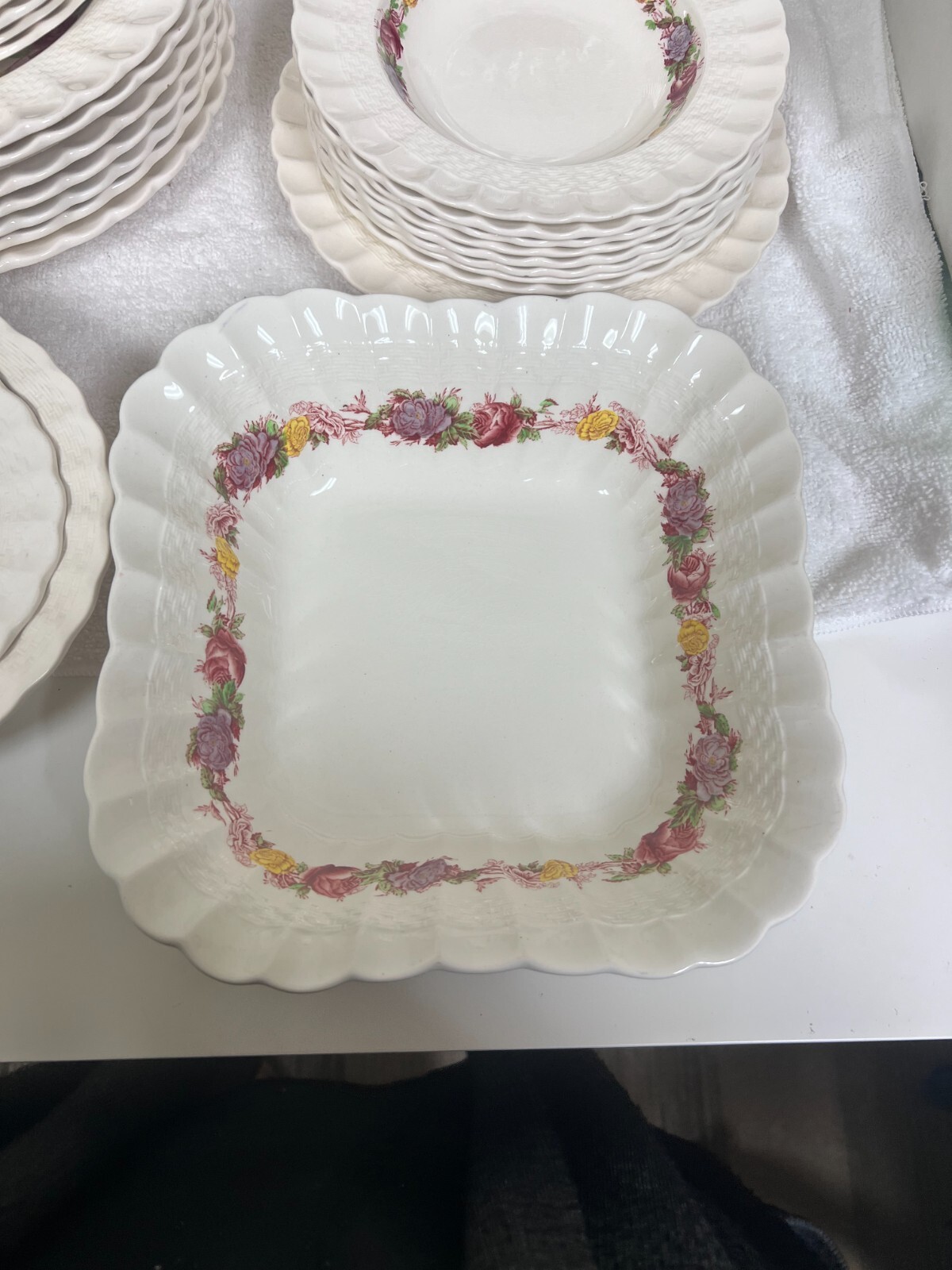 OLD Copeland Spode Rose Briar Basket Weave Rim Item image 14