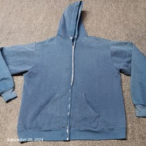 * Vintage Russell Hoodie Adult XL Blue Blank Plain Sweatshirt Blank Full... - $18.47