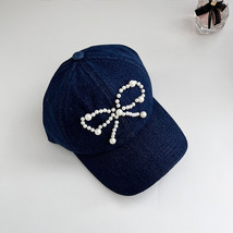 Thin Shade Hat Pearl Big Bow Love Denim Cap - £14.52 GBP