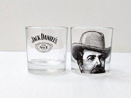 Jack Daniels Old No 7 Whiskey Rocks Glasses Gentleman Portrait Face Set of 2 - £12.37 GBP