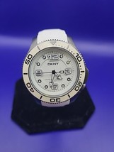 DKNY White Ladies Diver Quartz Watch Stainless Rubber Strap  Excellent Condition - £29.68 GBP