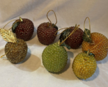 vtg lot Faux Fruit Pear Lot Beaded Sugared Decorative Glitter Christmas ... - $22.72