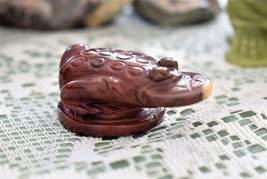 Carved Red Jasper Money Frog with coin, Hand Crafted, 2.25 Inches - $19.90