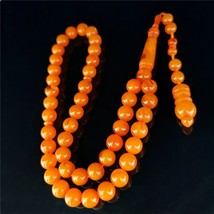 Muslim Tasbih Prayer Tesbih Orange Resin Amber Misbaha Beaded Arabic jewelry mis - £27.52 GBP