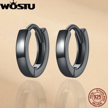 WOSTU 925 Silver Black Gold European Simple Hoop Earrings for Women Korean Ear B - £16.83 GBP