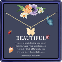 Hidepoo Initial Butterfly Necklace for Girls Gifts, 14K Gold/Silver/Rose Gold Fi - $30.56