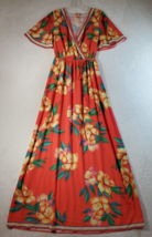Flying Tomato Long Maxi Dress Womens Small Multi Floral Short Sleeve Wrap V Neck - £25.04 GBP