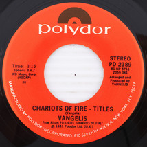 Vangelis – Chariots Of Fire / Eric&#39;s Theme - 1981 45 rpm 7&quot; Record PD 2189 - £5.56 GBP