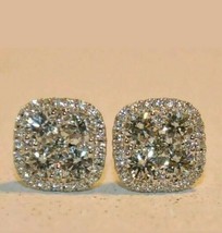 1.20CT Imitación Diamante 14k Bañado en Oro Blanco Halo Tuerca Pendientes Para - £91.09 GBP