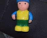 Random Male 3&quot; Action Figure Yellow Shirt Blue Hat Vintage? Fisher Price? - $5.45