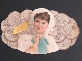 Early Silver Queen Cigar Advertising Label Trimmed Woman in White w/ Coi... - $14.99