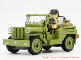 M38 Willys US Army Truck Tank World war II WW 2 building brick set Olive... - $19.99