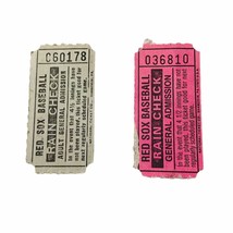 Vintage 80s Boston Red Sox Rain Check Stub Ticket Lot (2) Undated purple &amp; Green - £33.57 GBP