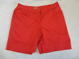 Ellen Tracy red cotton shorts with white polka dots   Size 8  - £11.86 GBP
