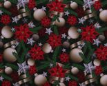 Cotton Christmas Poinsettias Flowers Tree Red Green Fabric Print by Yard... - $12.95