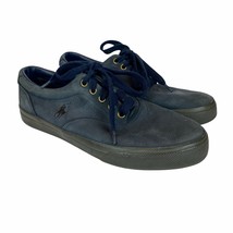 Polo Ralph Lauren Sneaker Shoes Mens 8.5 Navy Blue Nubuck Leather Vaughn Lace Up - $24.98
