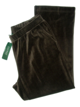 NWT Ralph Lauren LRL Womens 2X Brown Velour Pants with Pockets Pull On 3... - $44.55