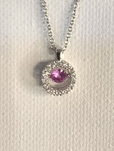 Beautiful Diamond and Pink Sapphire Pendant in 14kt white gold Mystara setting. - £389.11 GBP