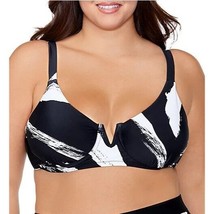 Raisins Curve Plus Size Zambezi Byron Bra Swim Bikini Top Black White 20W - $14.49