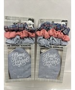 (2) scünci 4 pcs Matching Mask &amp; Scrunchies Set Pink Denim Plaid Hair Tie - $10.51 CAD