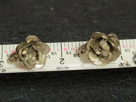 Vintage Ladies Screw Back Earrings Sterling Silver Rose Pretty - £19.61 GBP